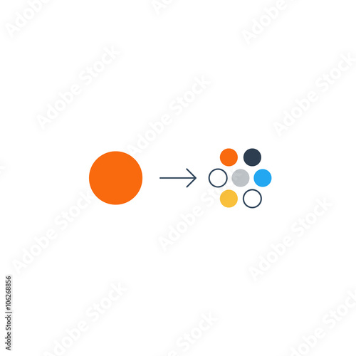 Diversification concept, different parts, components comparison illustration