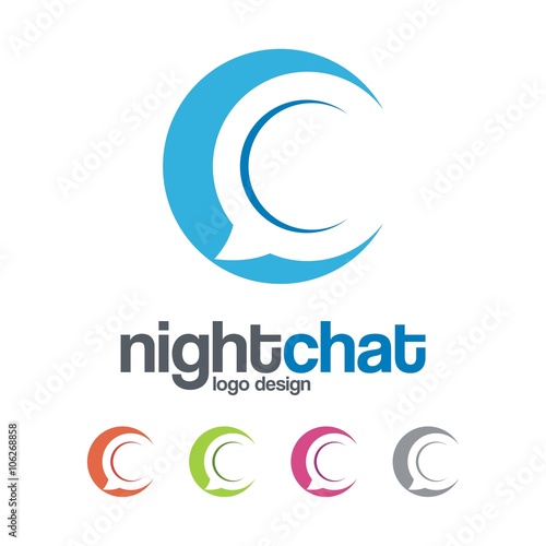 Abstract Bubble Chat Logo, Night Chat Illustration Logo Vector