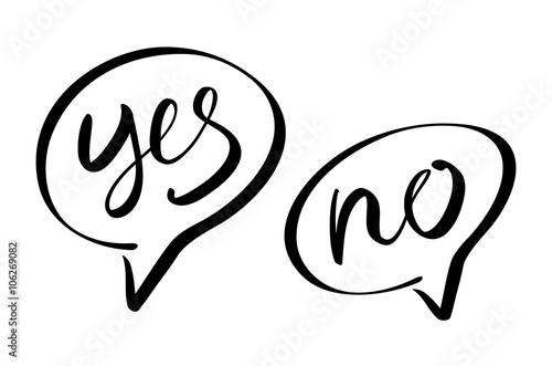 Yes No speech bubbles vector lettering