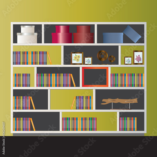 Bookshelf elevation for interior,vector illustration