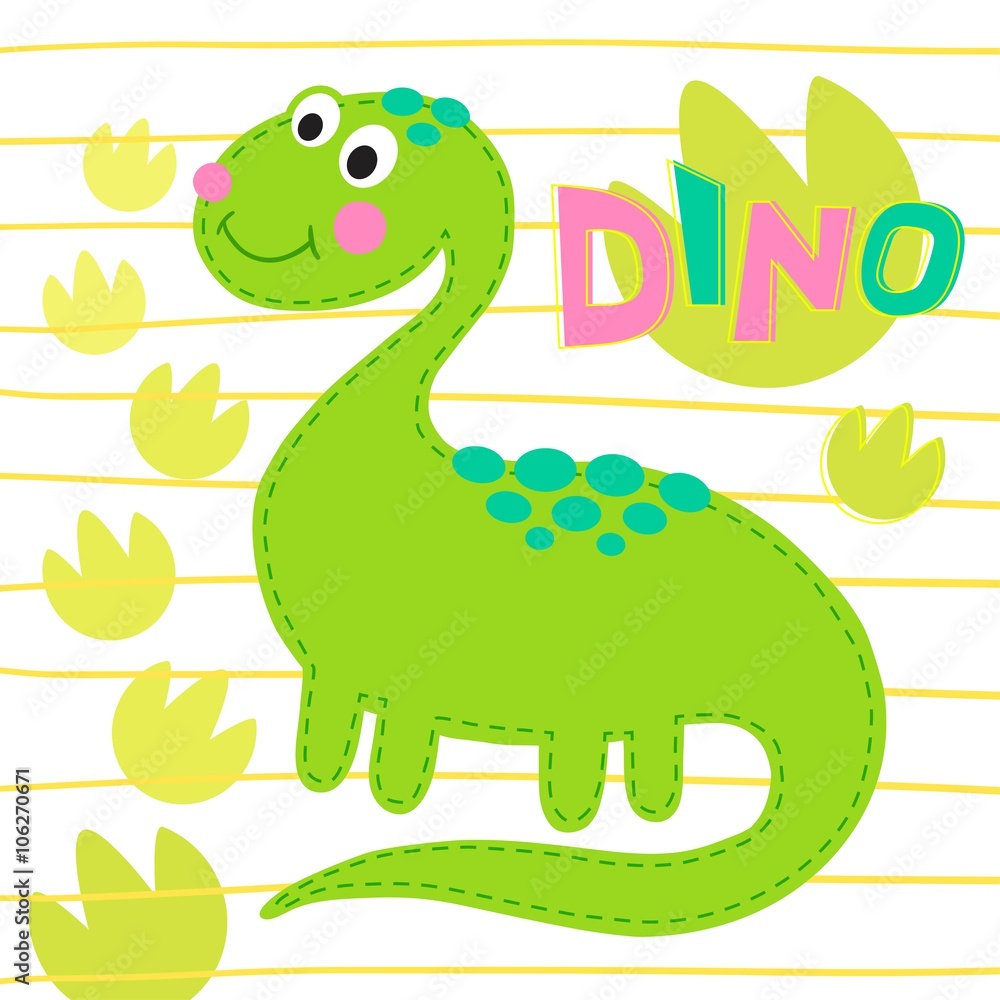 Fototapeta premium Green dinosaur vector illustration. Dinosa