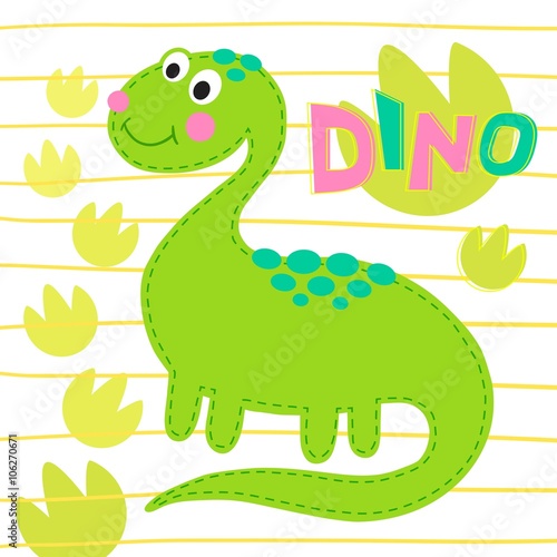 Green dinosaur vector illustration. Dinosa