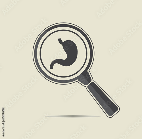 Stomach examination illustration. Medical testing concept. Flat vector icon.