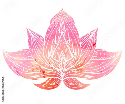 Obraz Kolor Lotus z wzorem boho i tłem akwareli.