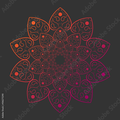 Mandala on gray background card template