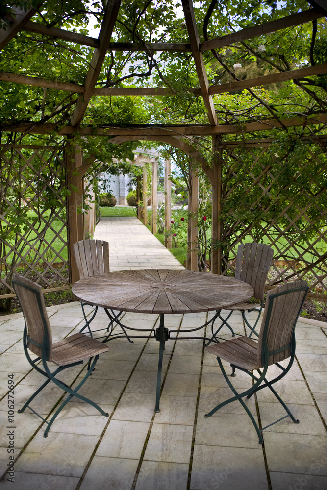 Pergola and rose garden