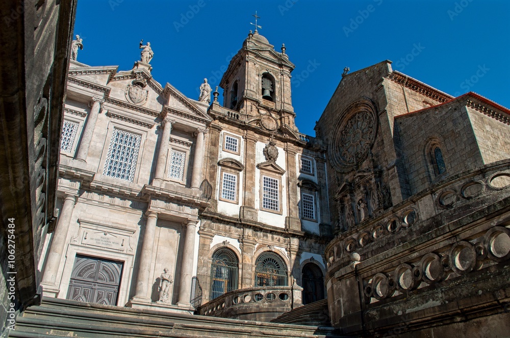 Main entrance and the staircase of the Church of Saint Francis in Porto. Portugal