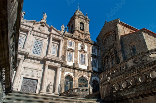 Main entrance and the staircase of the Church of Saint Francis in Porto. Portugal
