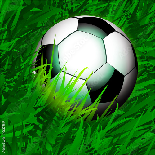 Football over close up grass