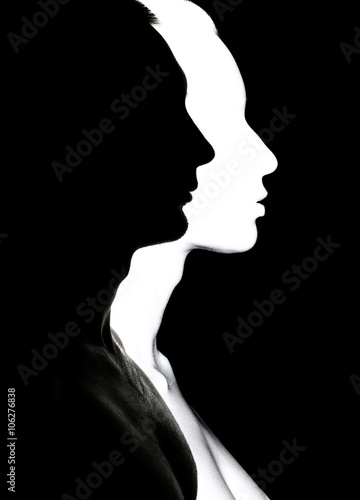 Wallpaper Mural Silhouette of face man and woman. Torontodigital.ca