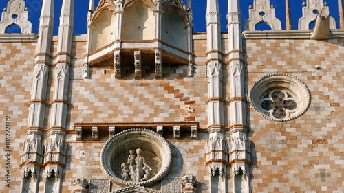 Buildings detail from Doges Palace (Palazzo Ducale), part of San Marco square in Venice, Italy.4K footage.