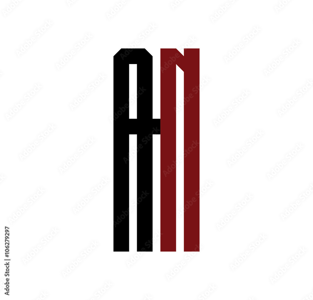 Obraz premium AN initial logo red and black