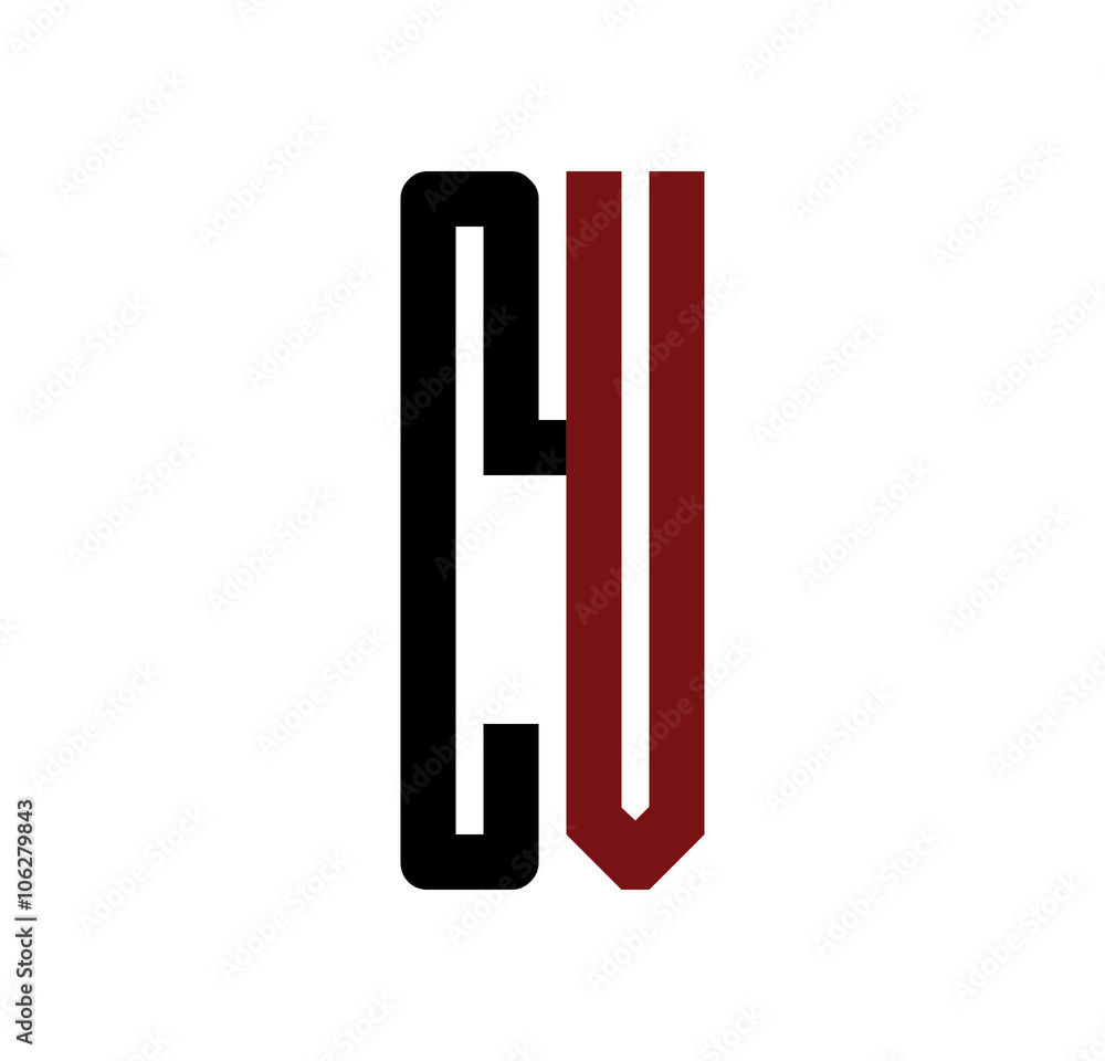 CV initial logo red and black CV initial logo red and black
