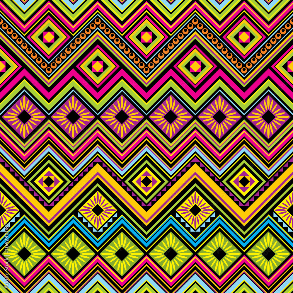 vector seamless  background with Mexican zigzag  geometric patterns 