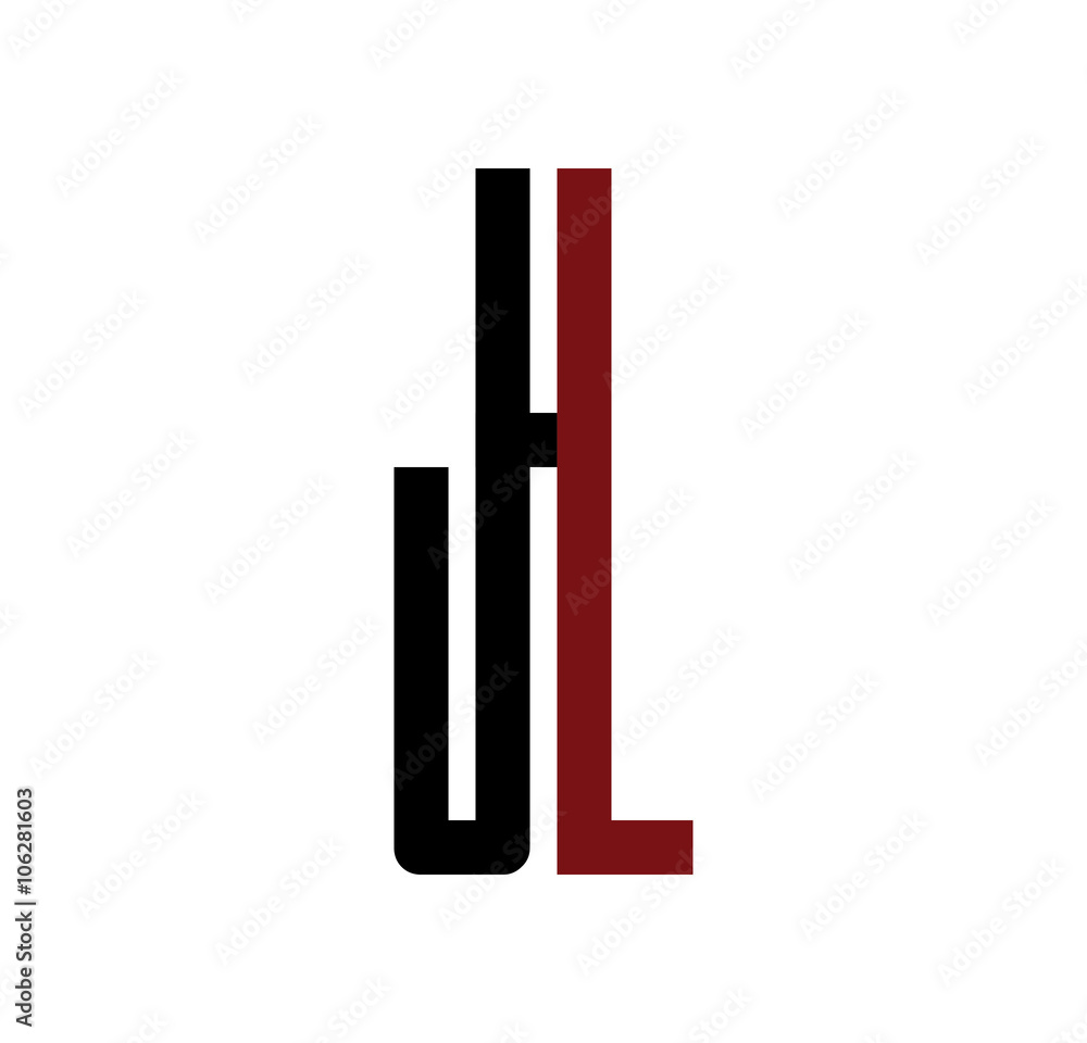 JL initial logo red and black