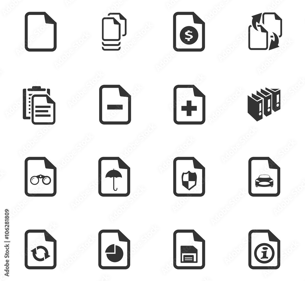 Documents icons set Documents icons set