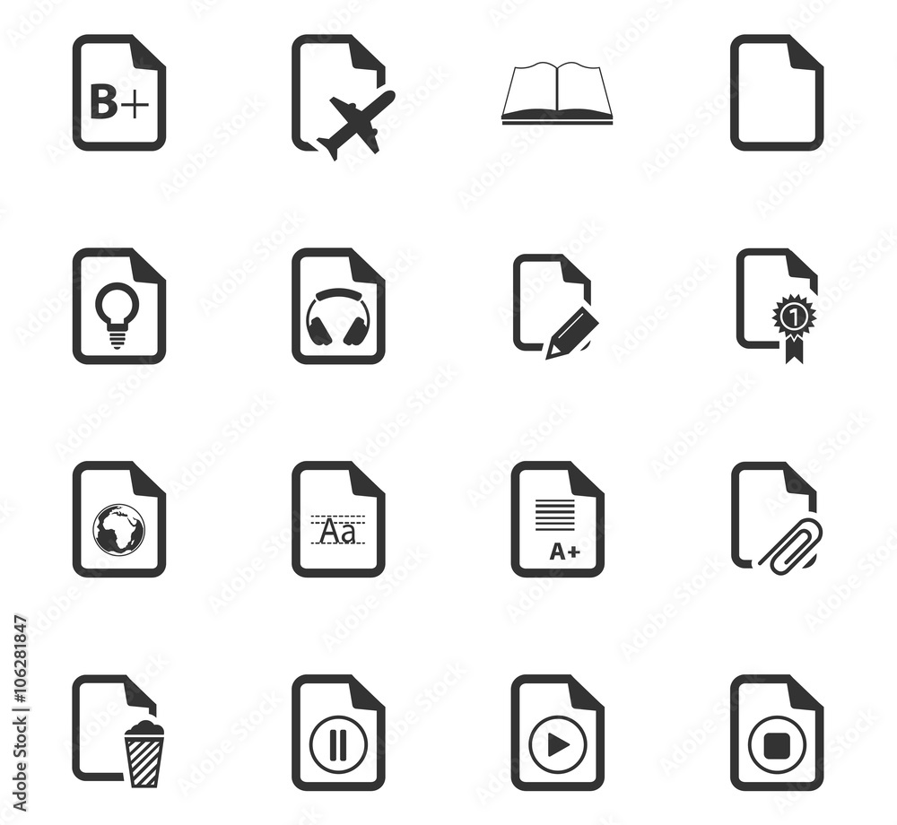 Documents icons set Documents icons set