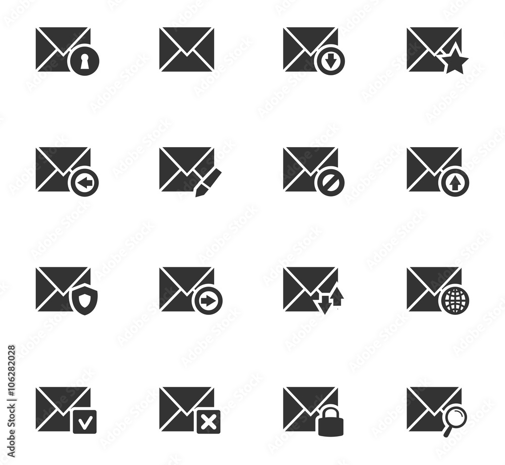Mail and envelope icons set Mail and envelope icons set