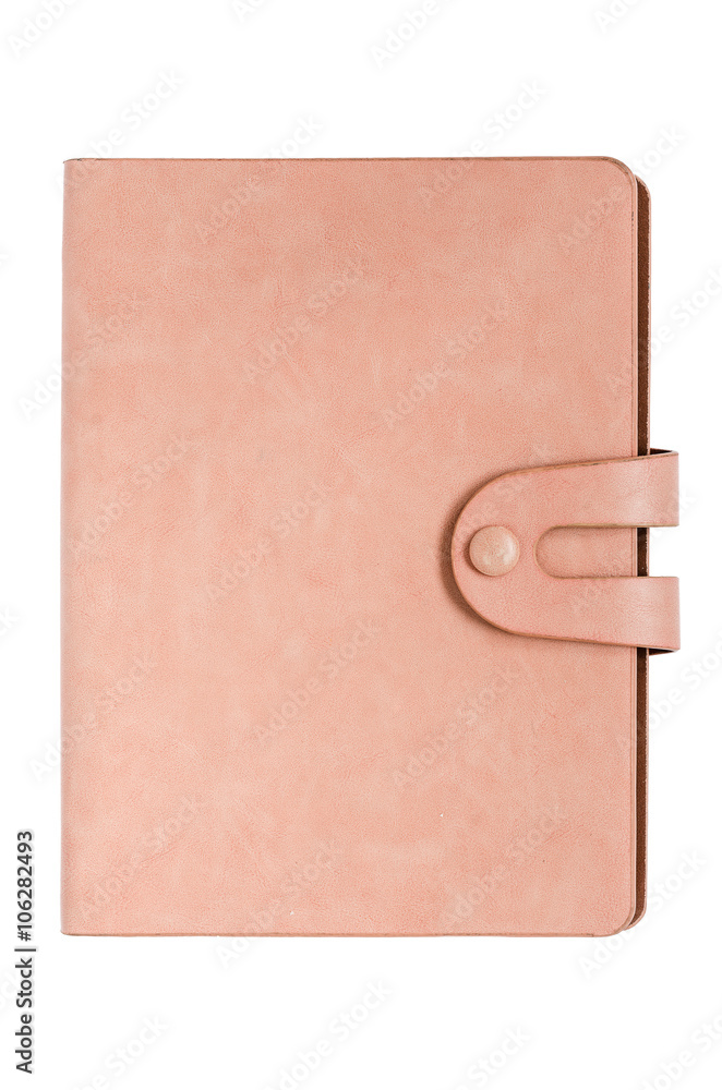 Fototapeta premium Leather notebook isolated on white background with clipping path