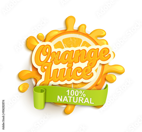 Orange juice natural label splash.