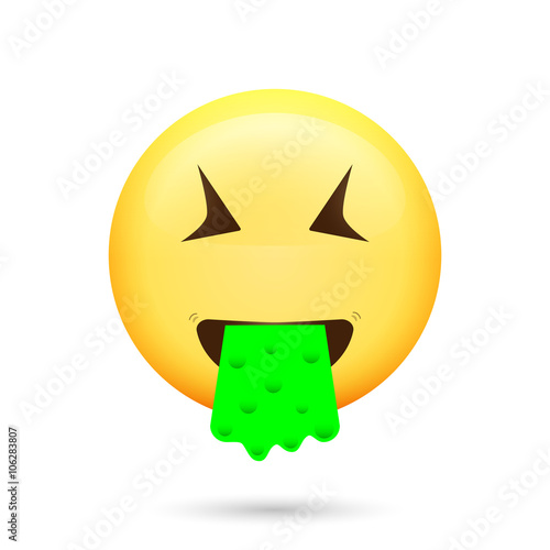 Emoticon puke. Isolated vector illustration on white background