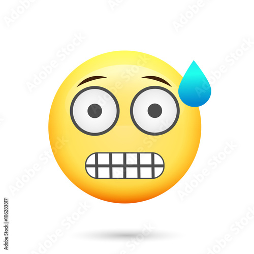 Emoticon frightened. Isolated vector illustration on white background