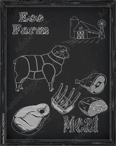 beautiful sheep and cutting meat scheme