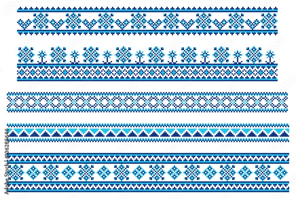 Set of embroidering pattern lines Set of embroidering pattern lines