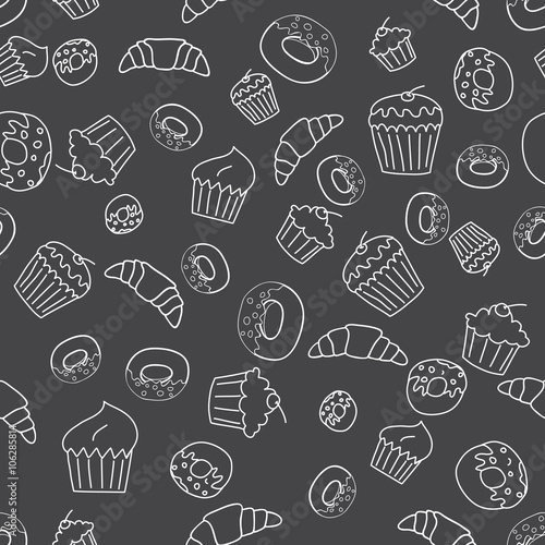Bakery seamless pattern background.