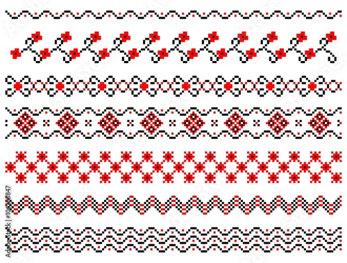 Set of embroidered lines