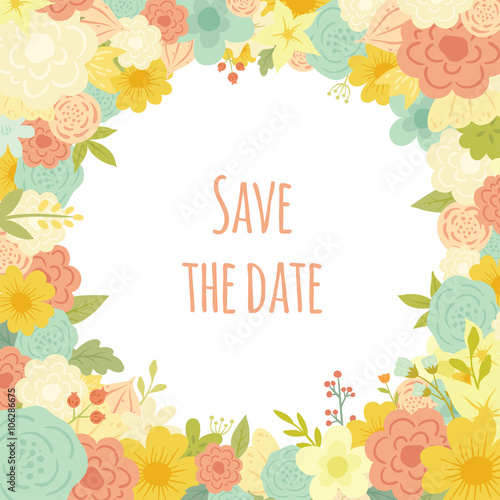 Beautiful vector floral frame. Wedding invitation. Save the date collection.