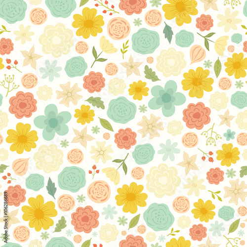 Wallpaper Mural Vintage vector seamless floral pattern.  Torontodigital.ca
