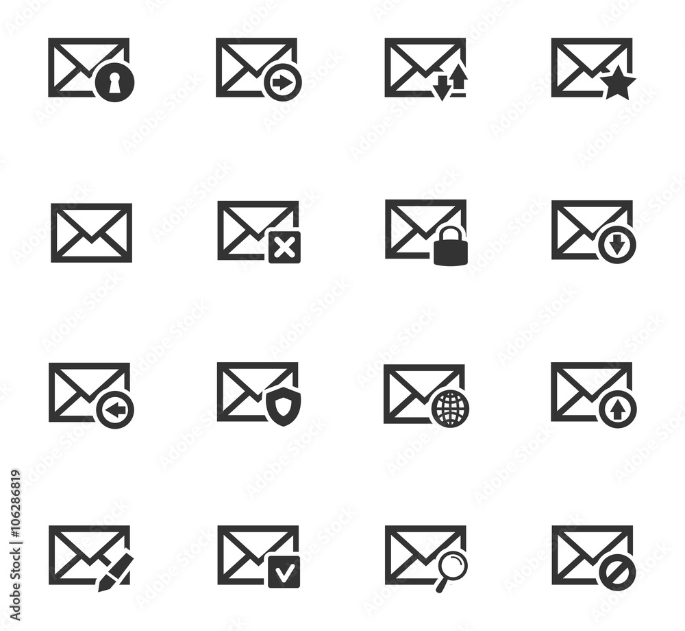 Mail and envelope icons set Mail and envelope icons set