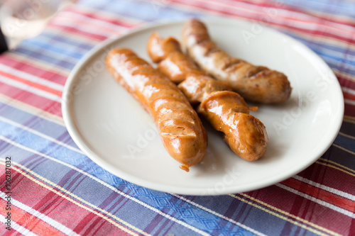 German sausage on white dish