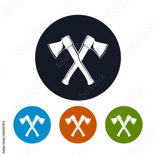Crossed  Axes Icon, Four Types of Colorful Round Icons  Two Crossed  Axes , Vector Illustration