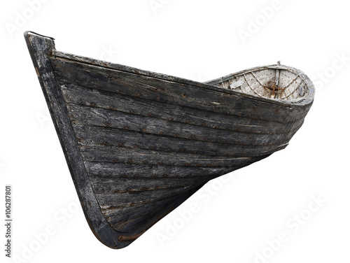 Valokuva Side view of an old fishing wood boat