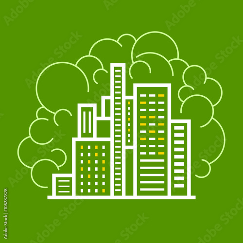 Modern Buildings, Business Center , Line Style Design , Logo Design Element, Vector Illustration