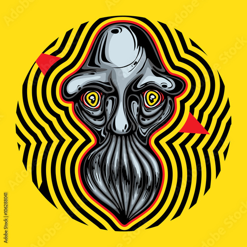 Weird Hallucinated Old Man Psychedelic Graphic Background