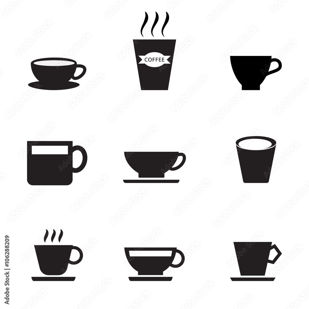 Coffee cup icons set Coffee cup icons set