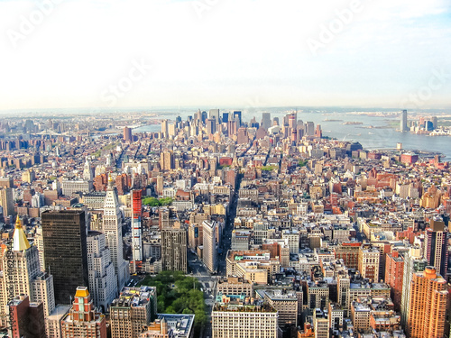 Spectacular aerial view of skyscrapers in Manhattan, New York City, United States.
