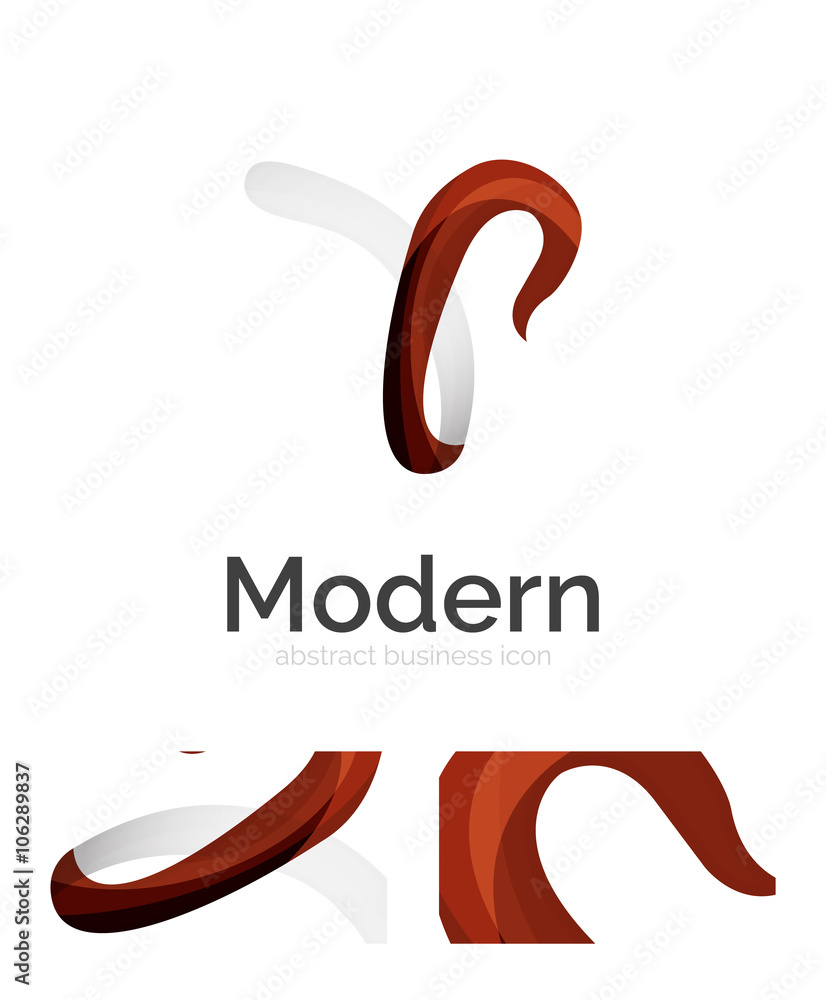 Abstract 3d swirl ribbon logo template with business card corporate identity design Abstract 3d swirl ribbon logo template with business card corporate identity design