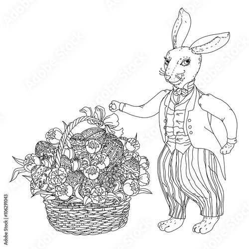 Easter Bunny pfor a coloring book photo