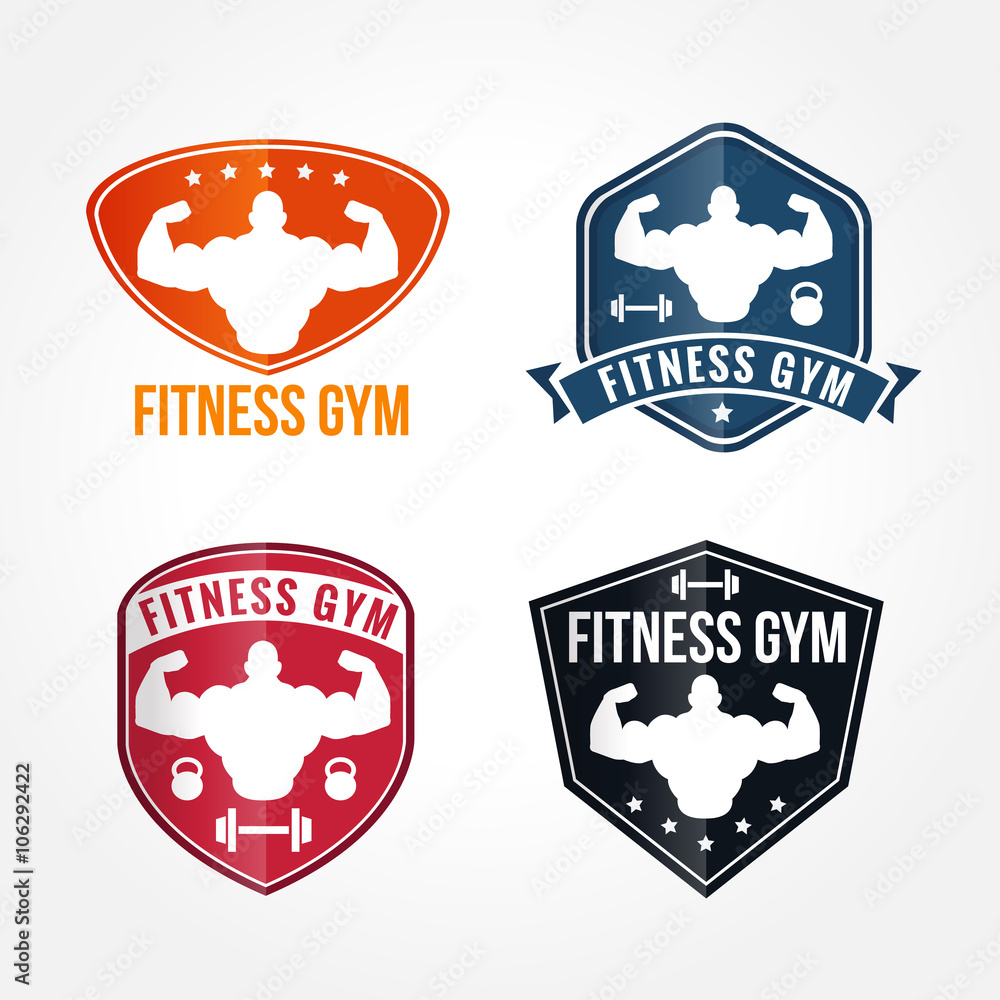 Naklejka premium Bodybuilding and Elegant fitness gym Vector graphics