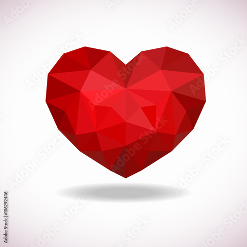 red crystal heart low poly vector art design