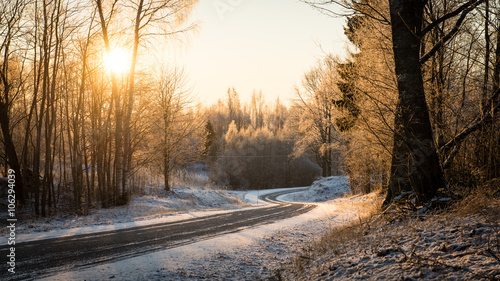 empty road in the countryside in winter © Martins Vanags