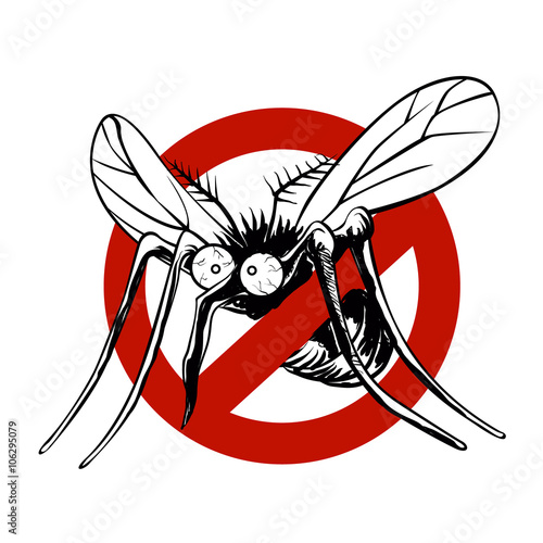 Anti mosquito sign with a funny cartoon mosquito.