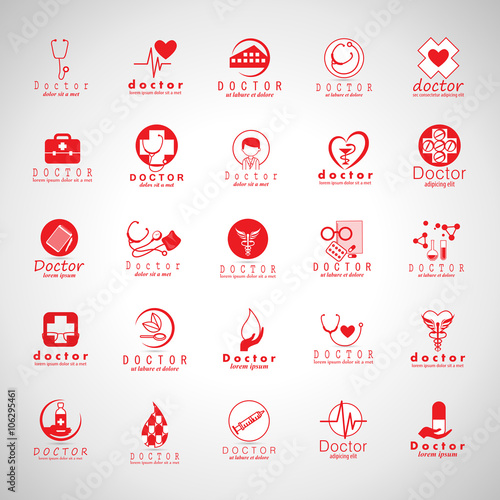 Doctor And Medical Icons Set-Isolated On Gray Background-Vector Illustration,Graphic Design.For Web,Websites,Print, App,Presentation Templates,Mobile Applications And Promotional Material,Collection