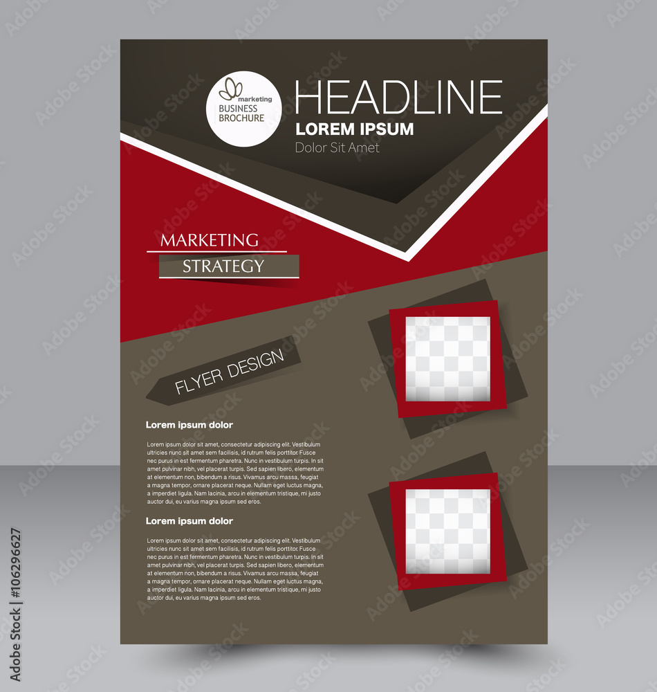 Abstract flyer design background. Brochure template. Can be used for magazine cover, business mockup, education, presentation, report. Red and brown color.