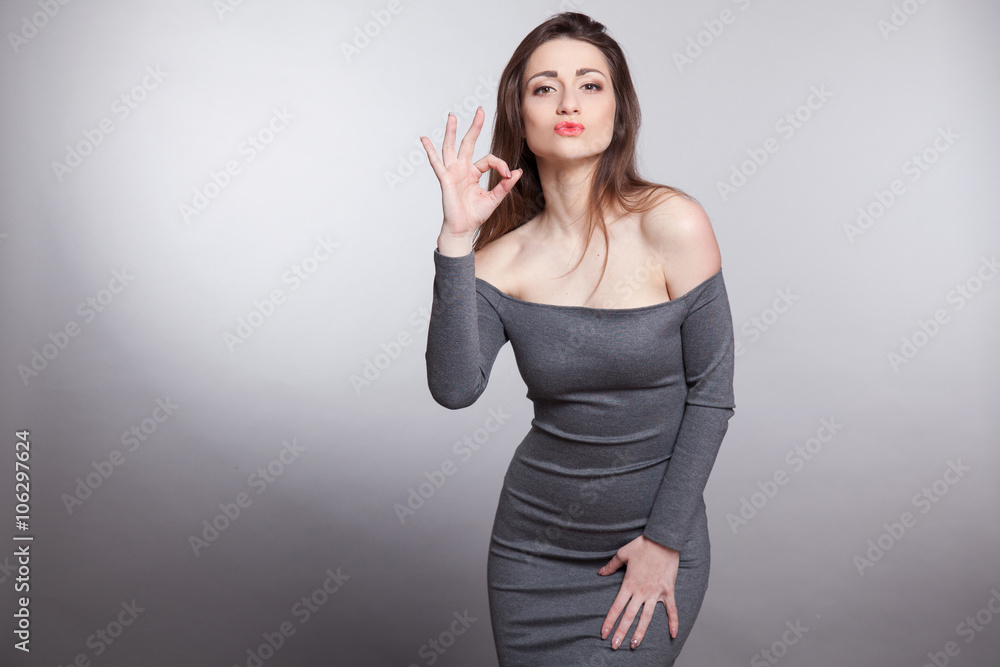 beautiful girl model shows OK beautiful girl model shows OK