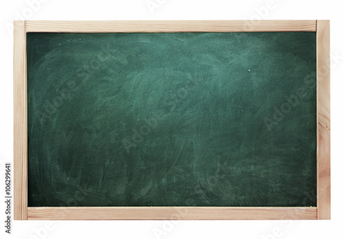Classroom black chalk board green color isolated on white